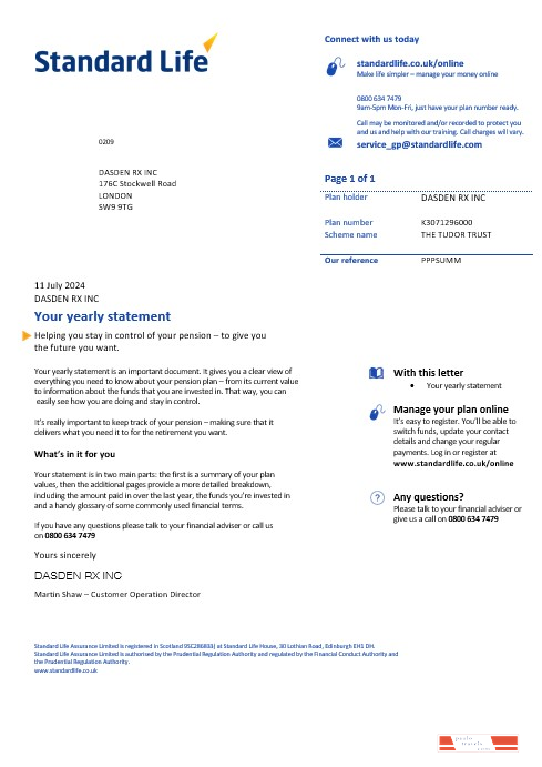 United Kingdom Standard Life business utility bill template in Word and PDF formats